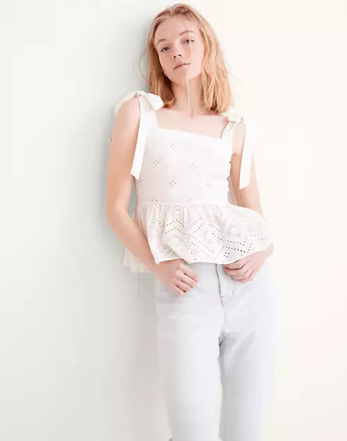 Rosalie Tie-Strap Top in Geo Eyelet | Madewell