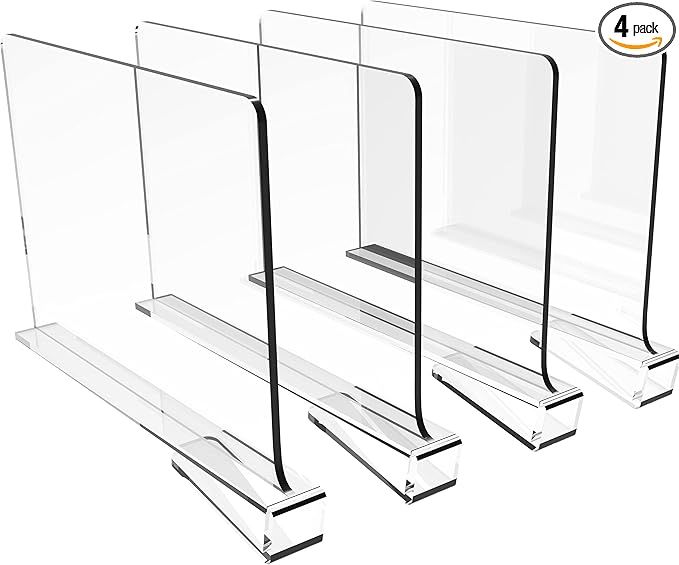 Cq acrylic 4PCS Shelf Dividers for Closures, Clear Acrylic Shelf Divider for Wood Shelves and Clo... | Amazon (US)