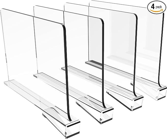 Cq acrylic 4PCS Shelf Dividers for Closures, Clear Acrylic Shelf Divider for Wood Shelves and Clo... | Amazon (US)