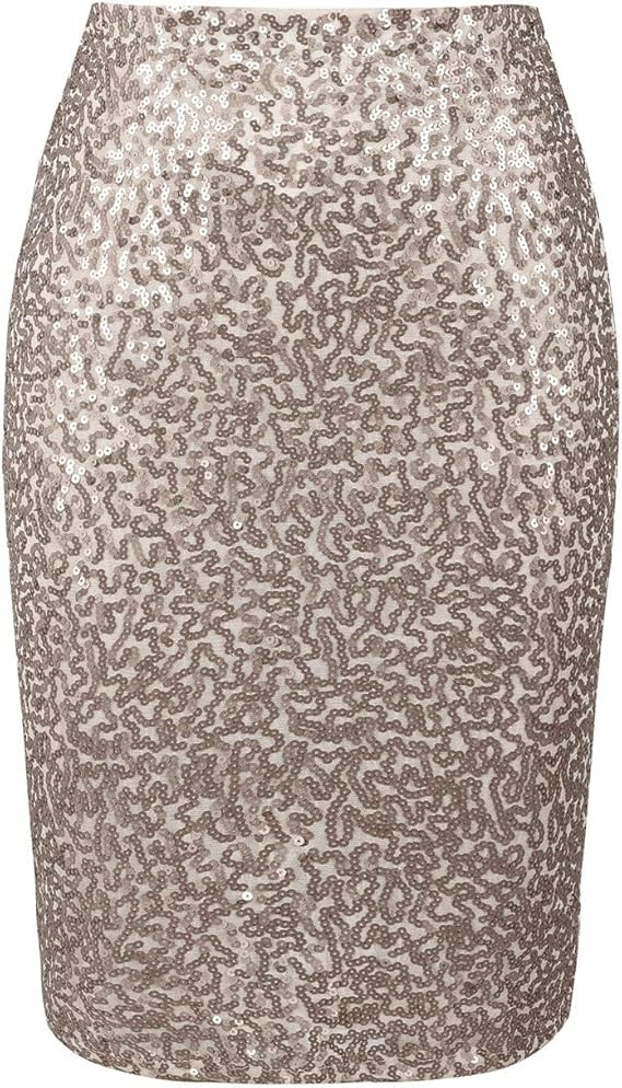 kayamiya Women's Sequin Cocktail Skirt High Waist Stretchy Glitter Bodycon Pencil Skirts | Amazon (US)