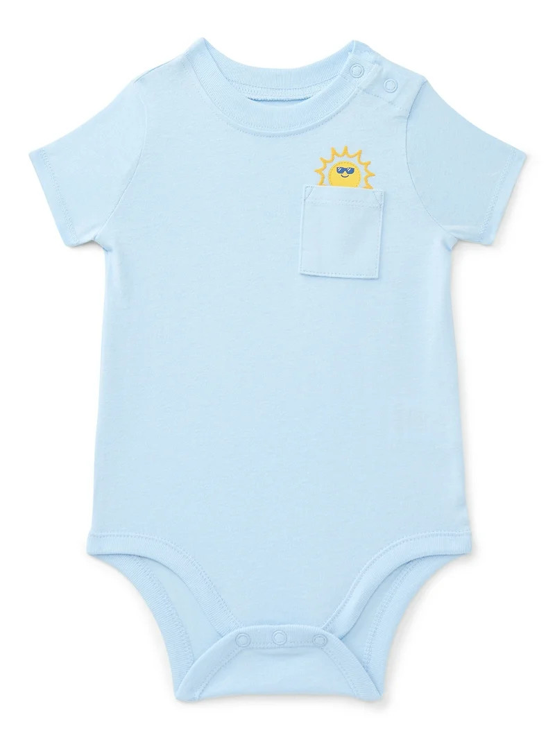Wonder Nation Baby Boys Pocket Bodysuit with Short Sleeves, Sizes 0M-24M | Walmart (US)