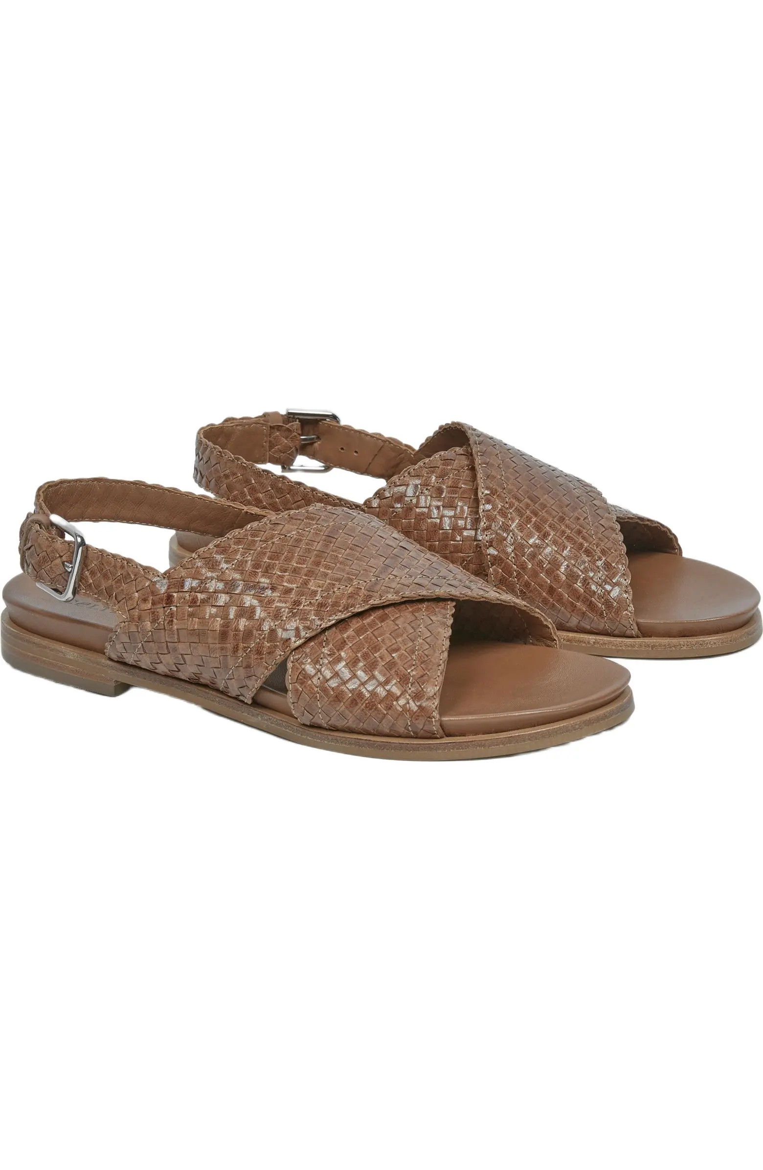 Celtic & Co. Leather Woven Crossover Flat Sandals | Nordstrom | Nordstrom