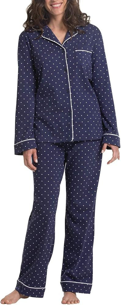 PajamaGram Pajama Set For Women - Pajamas Women Jersey Boyfriend, 100% Cotton | Amazon (US)