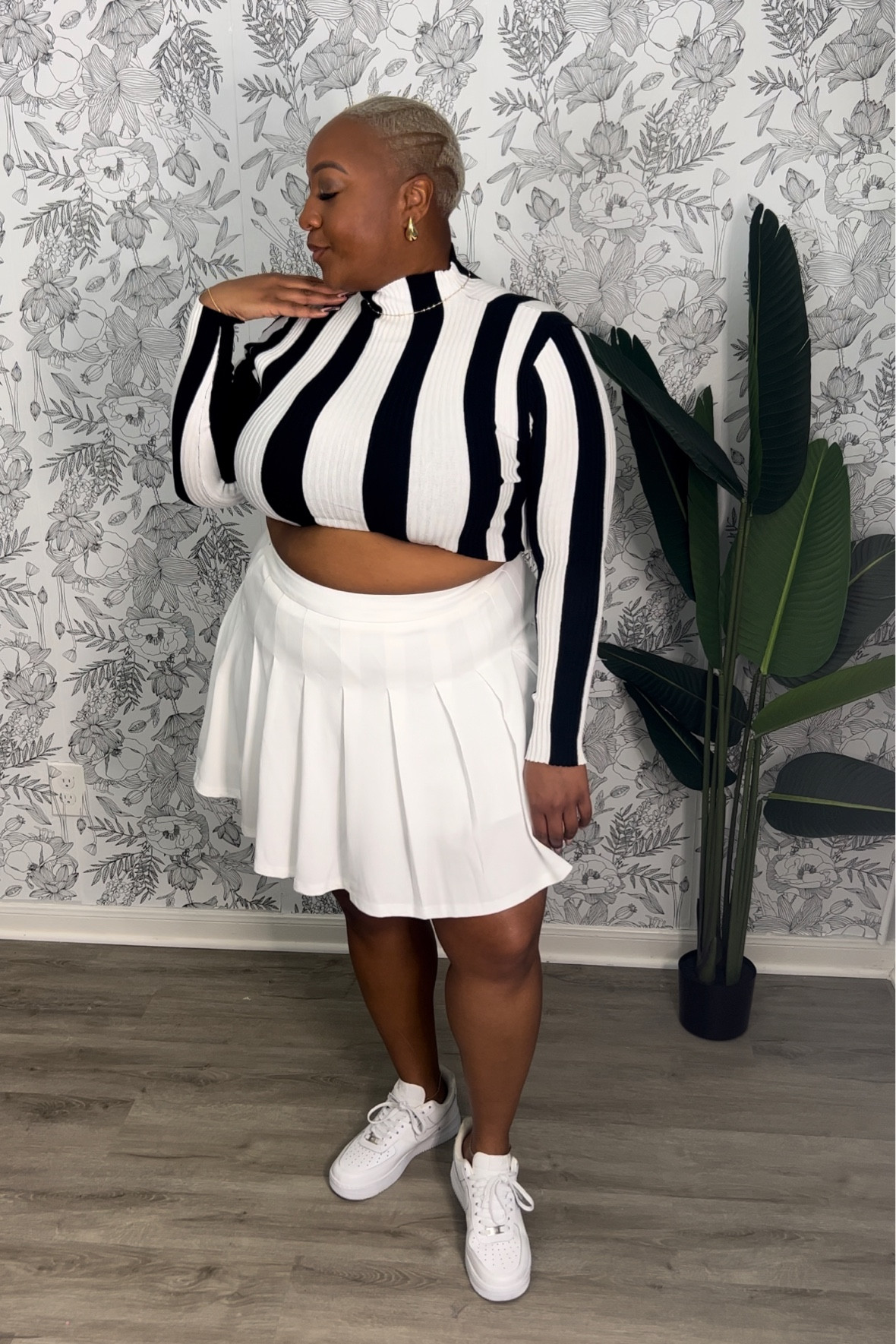 Plus Size Outfit Idea | Size 2x tennis skirt | Black & White Stripe Turtleneck | SHEIN | Fall Outfit | Black Girl Fashion

#LTKplussize #LTKstyletip #LTKfindsunder50