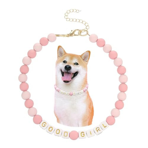 Madison Tyler Dog Beaded Necklace | Adjustable Beaded Durable Dog Necklace | Cute Fashion Pet Collar | Good Girl Jewelry Pink Beaded Puppy Accessories | Pet Necklace Gift 16 inches | Amazon (US)