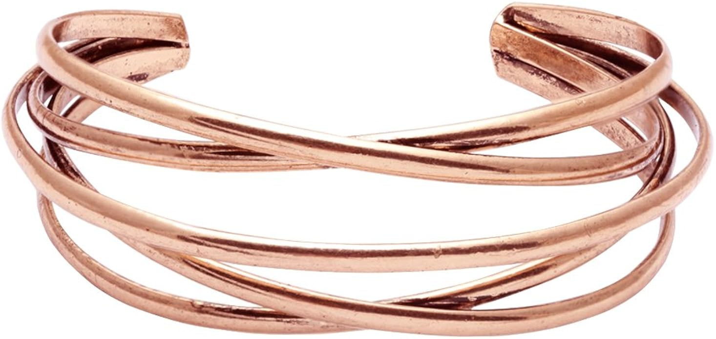BEICHUANG Multi-layer Ancient Bronze Bangle Wire Cross Hollow Out Retro Ethnic Puck Adjustable Ch... | Amazon (US)
