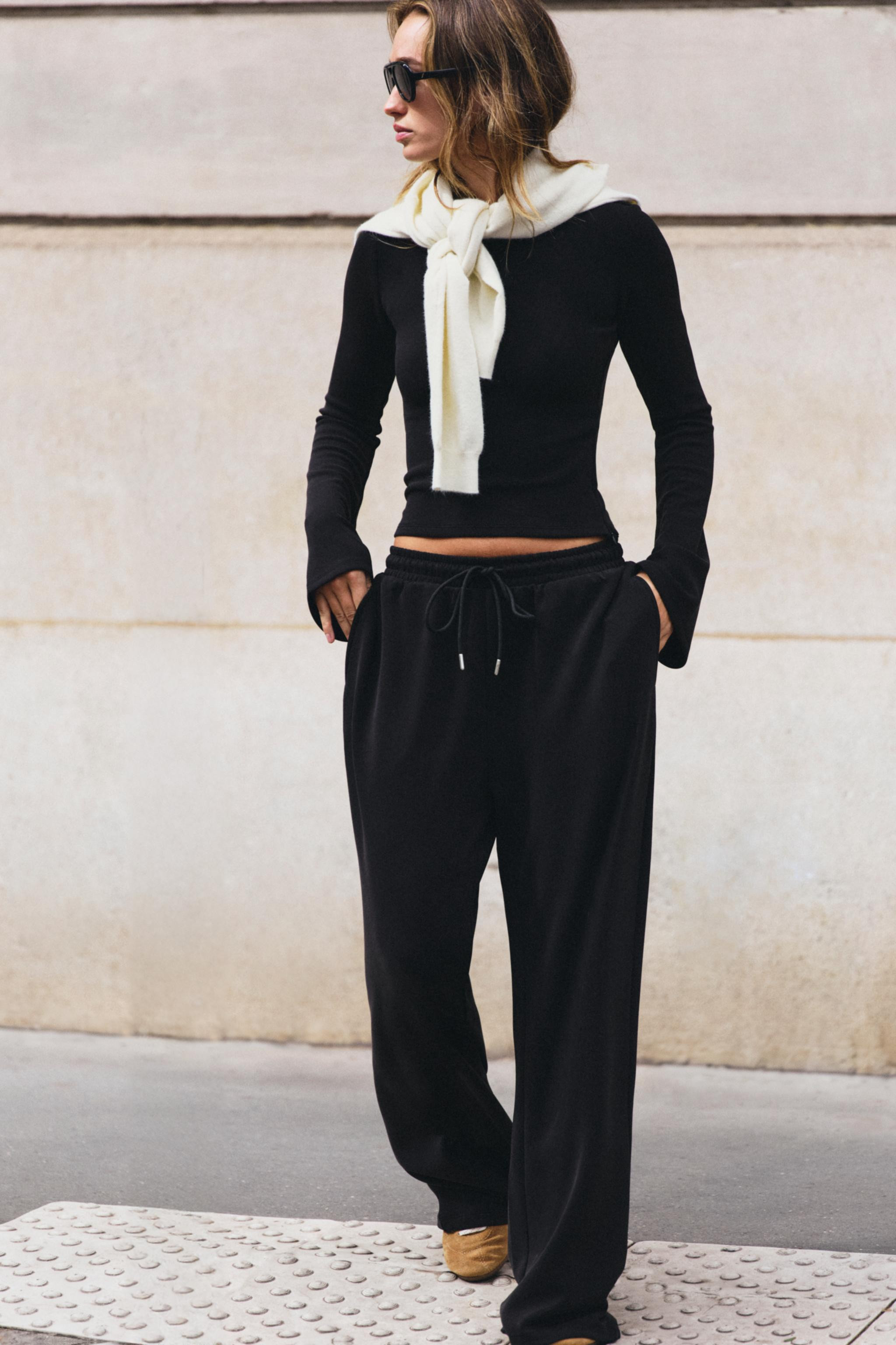 WIDE LONG SLEEVE T-SHIRT | Zara UK