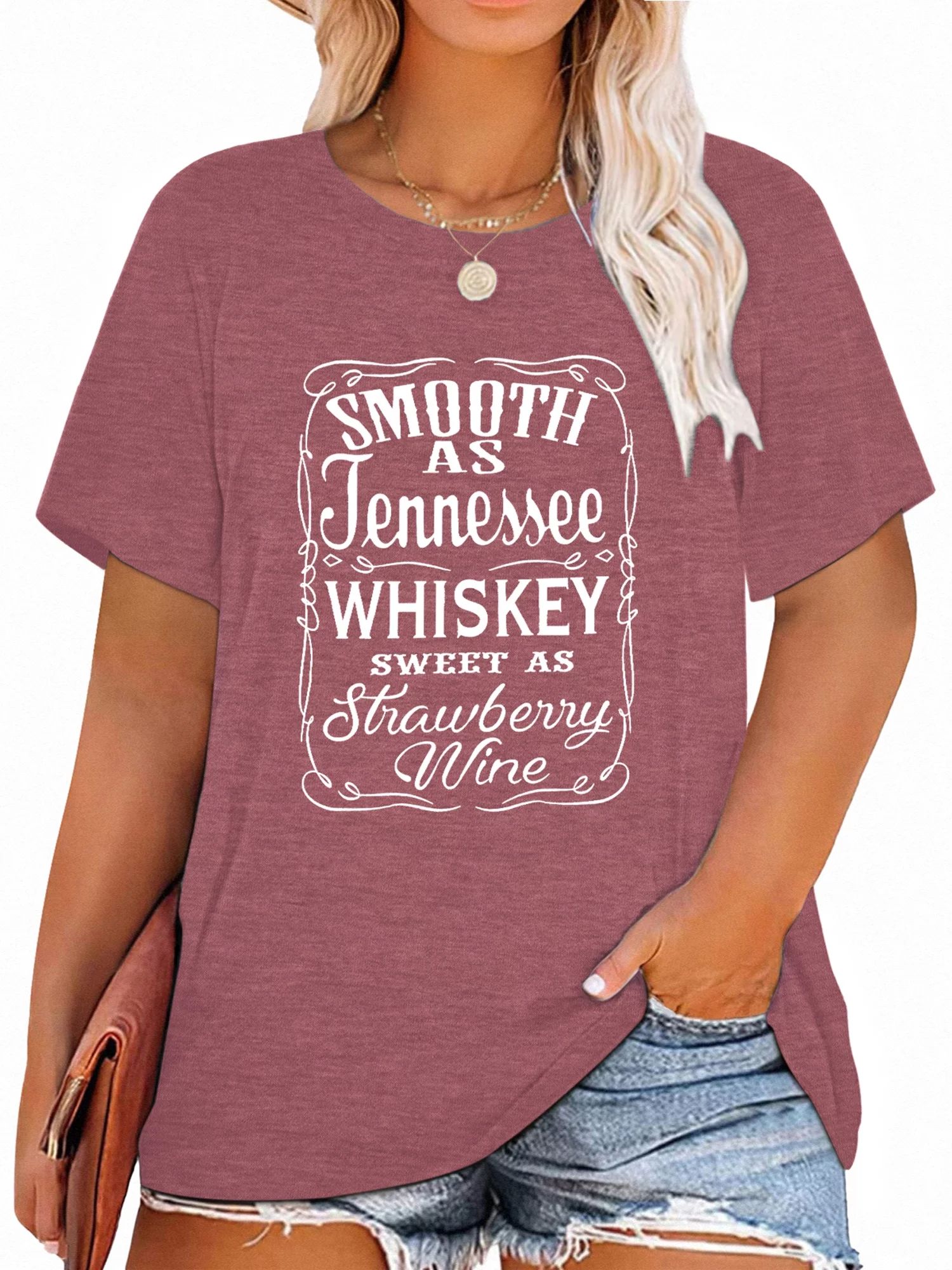 Anbech Womens Music Plus Size Tshirt Graphic Smooth As Tennessee Whiskey Oversized Tops Short Sle... | Walmart (US)