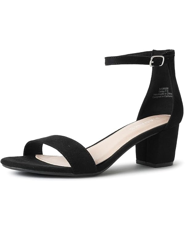 J. Adams Daisy Heeled Sandals - Ankle Strap Low Block, Open Toe Dress Pumps, Chunky Heels - Dress... | Amazon (US)