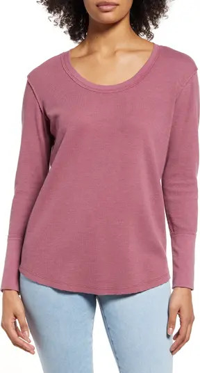 Scoop Neck Long Sleeve Raw Edge Thermal Top | Nordstrom