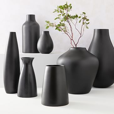 Pure Black Ceramic Vases | West Elm (US)