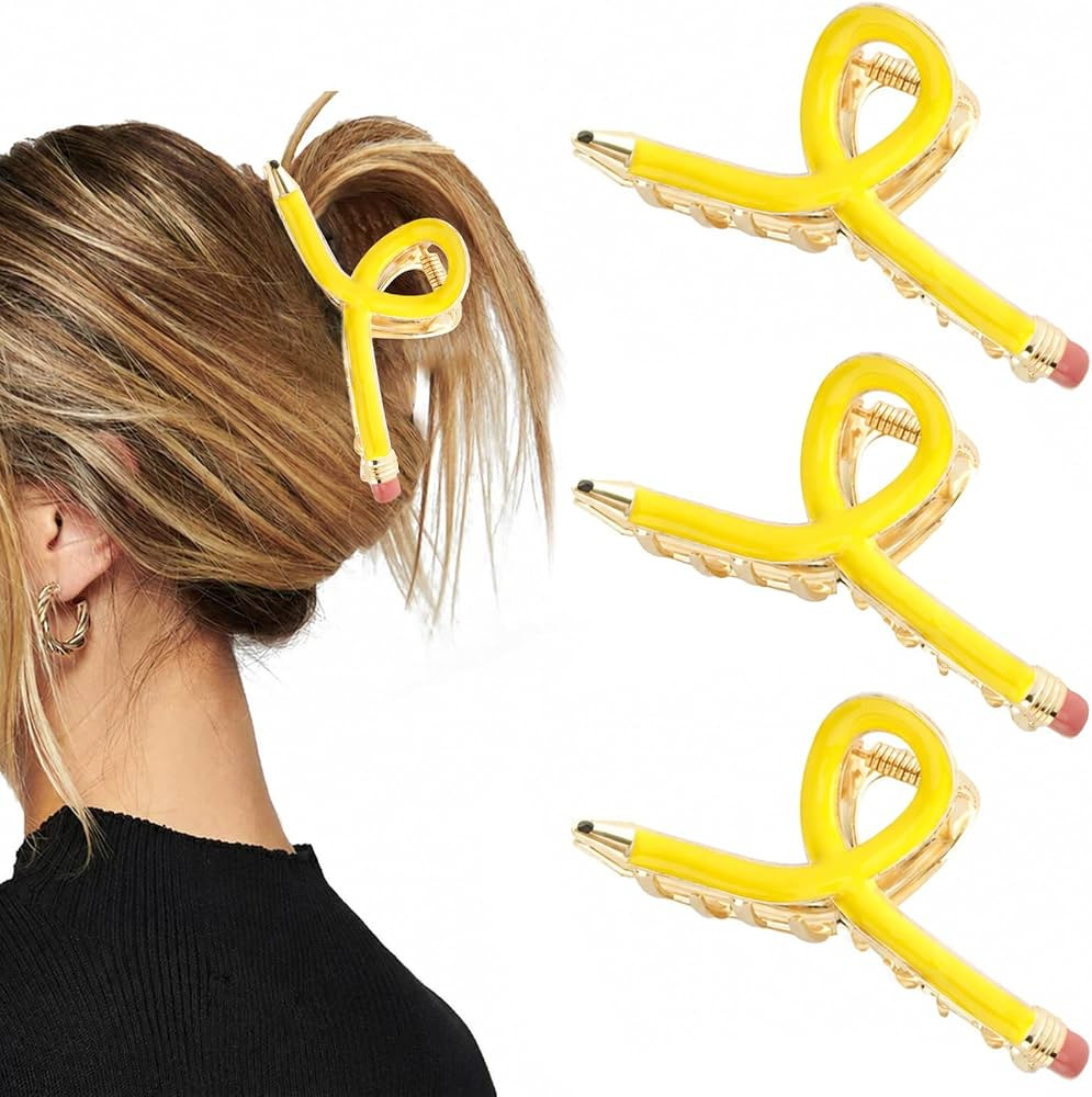 3Pcs Pencil Claw Clips Cute Unique Teacher Hair Clips for Funny Teacher Accessories Back To Schoo... | Amazon (US)