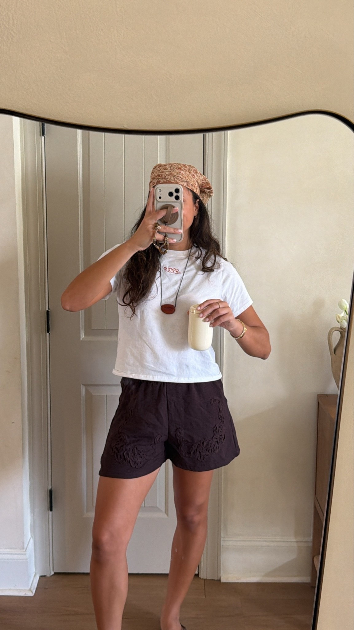 Size medium white tee
Size medium shorts
Pebble necklace!

#LTKdayinmylife #LTKHome #LTKootd