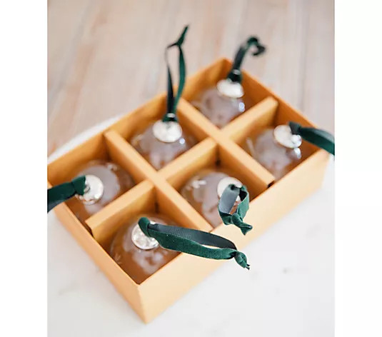 Set of 6 Etched Glass Ornaments with Giftbox by Lauren McBride - QVC.com | QVC