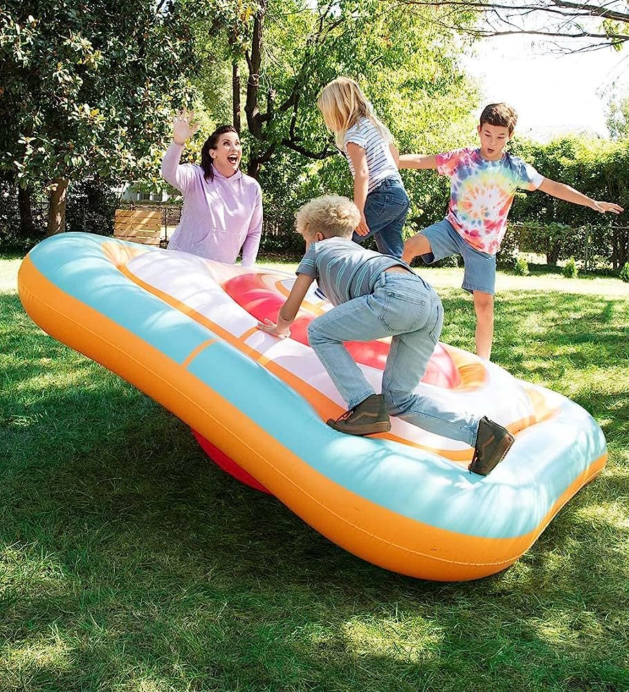 Inflatable Bullseye Balance Platform, 7½ ’W x 7½’ L x 2¼ ’H Spinning Top Backyard Toy, 2... | Amazon (US)