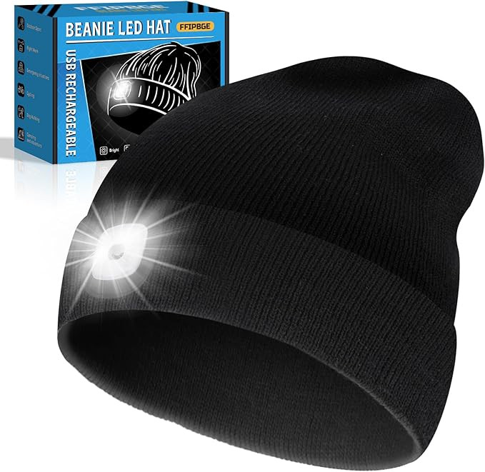 Christmas Stocking Stuffers for Men Adults, Beanie Hats with Light, USB Rechargeable LED Hand Fre... | Amazon (US)