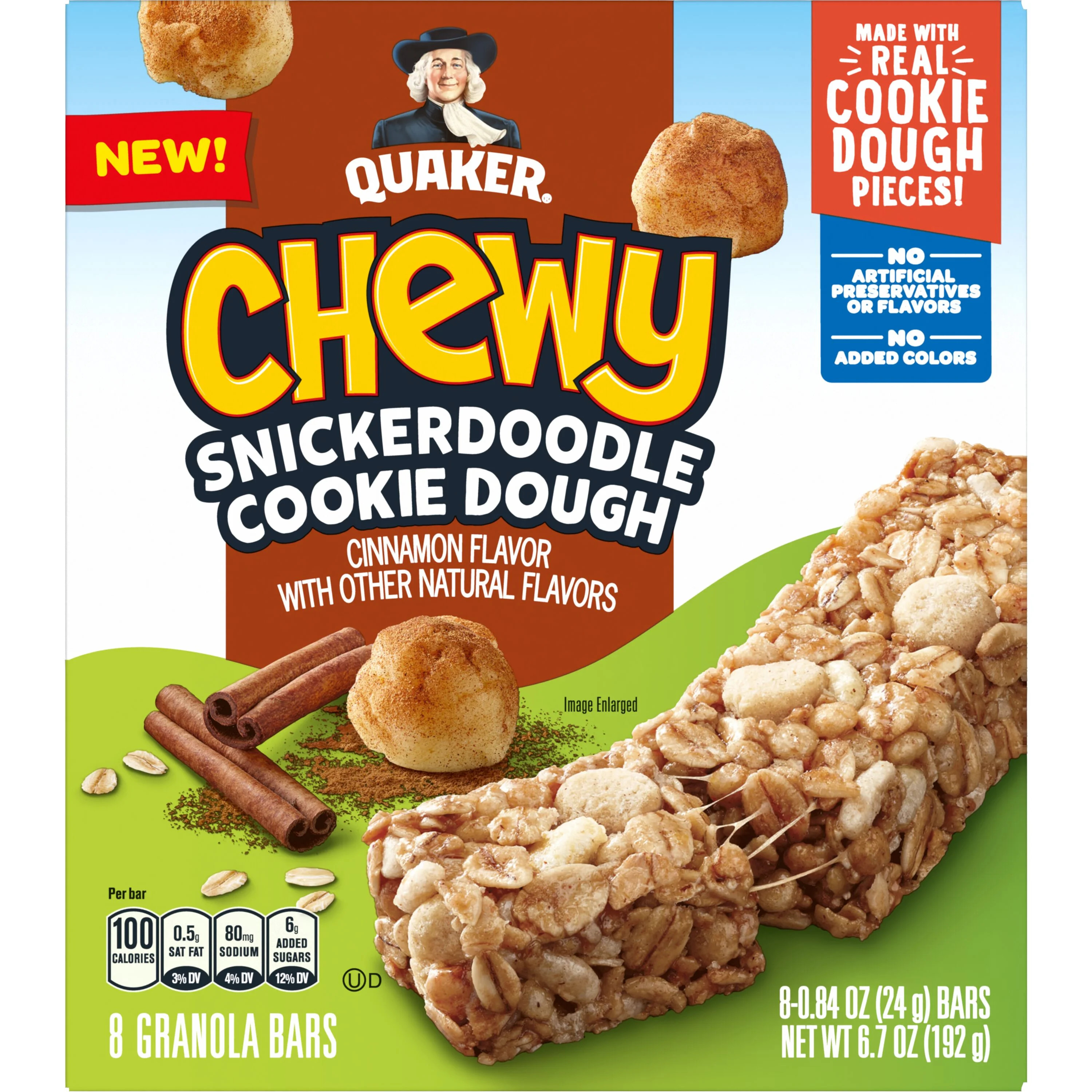 Quaker Chewy Granola Bars, Snickerdoodle, 0.84 oz, 8 Count | Walmart (US)