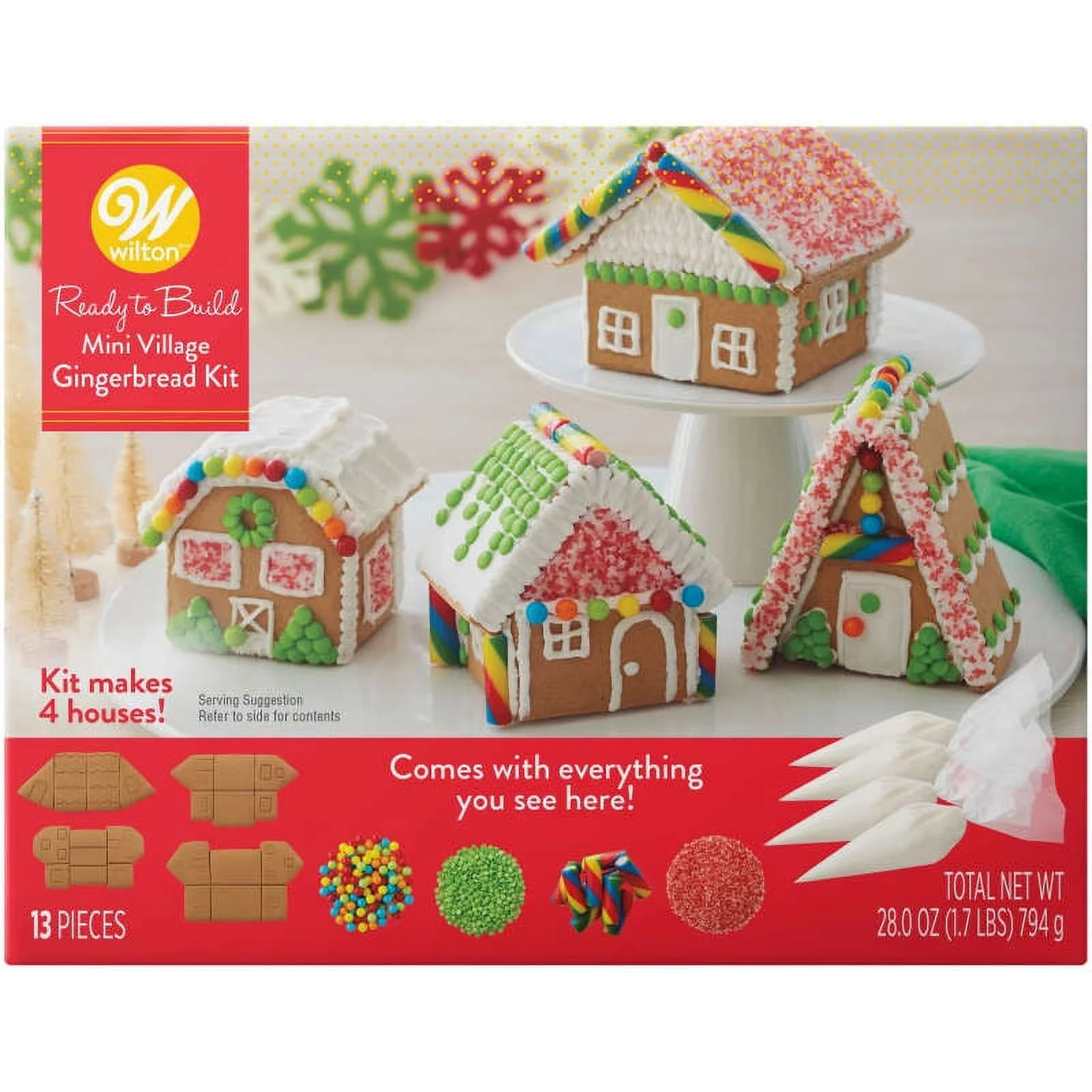 Ready-to-Build Mini Village Christmas Gingerbread Kit, 13-Piece | Walmart (US)