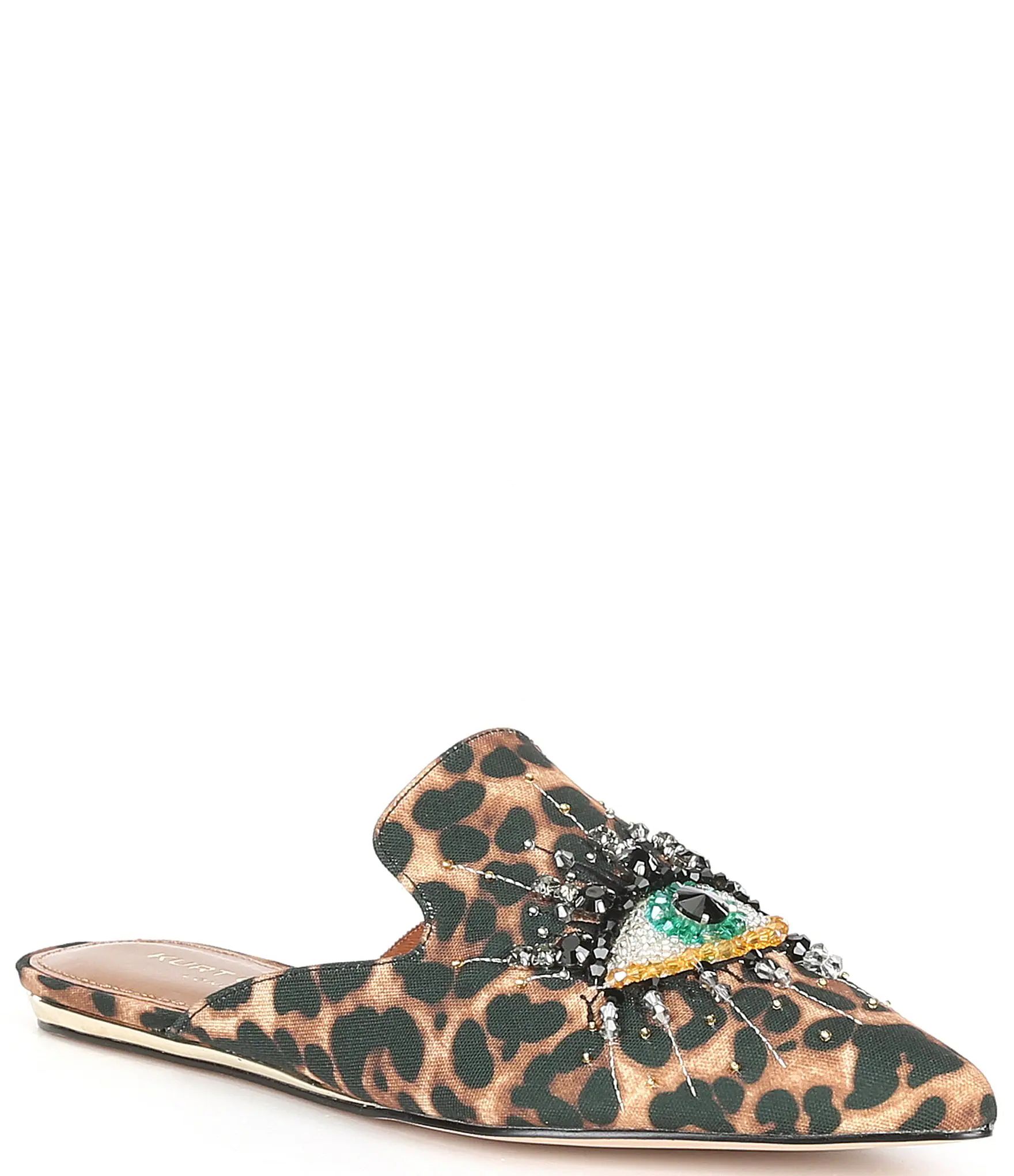 Olive Embellished Eye Leopard Dress Mules | Dillard's