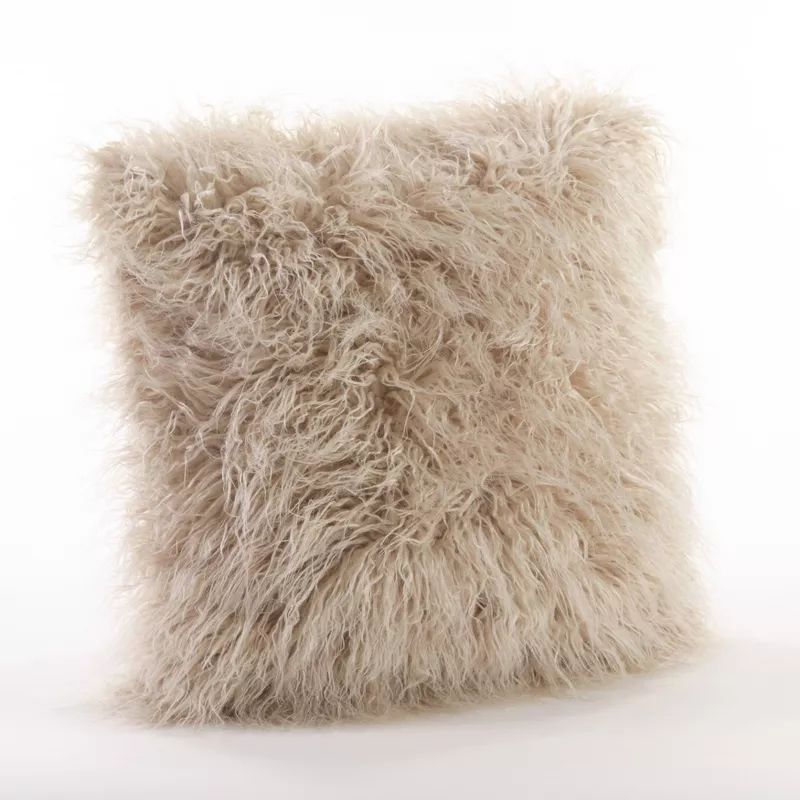 Poly Filled Faux Mongolian Fur Throw Pillow - Saro Lifestyle | Target