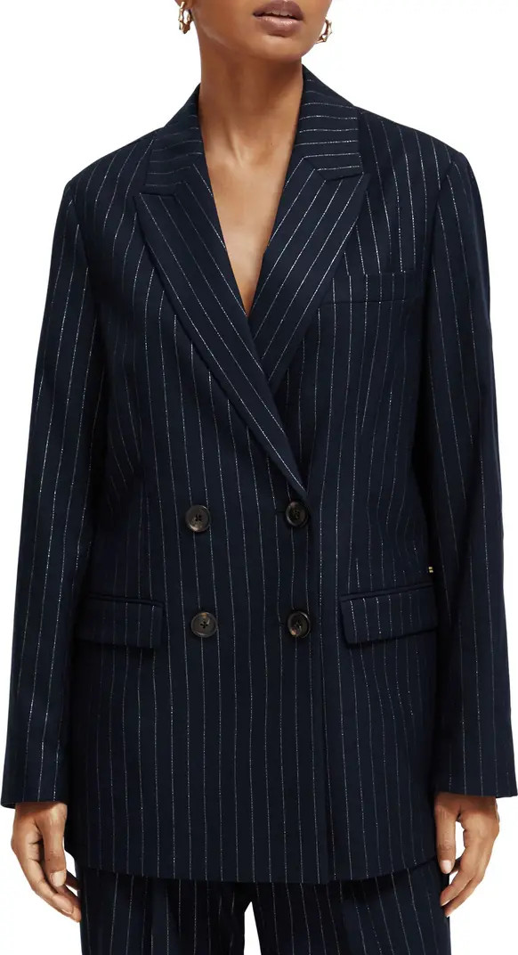 Pinstripe Double Breasted Boyfriend Blazer | Nordstrom