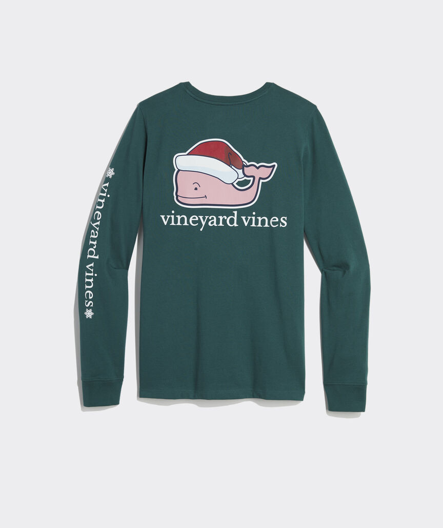 Santa Hat Whale Long-Sleeve Pocket Tee | vineyard vines