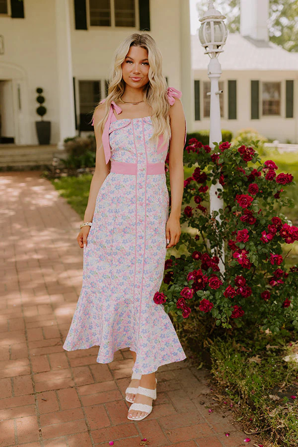 Wine Country Cutie Floral Midi Dress in Pink | Impressions Online Boutique