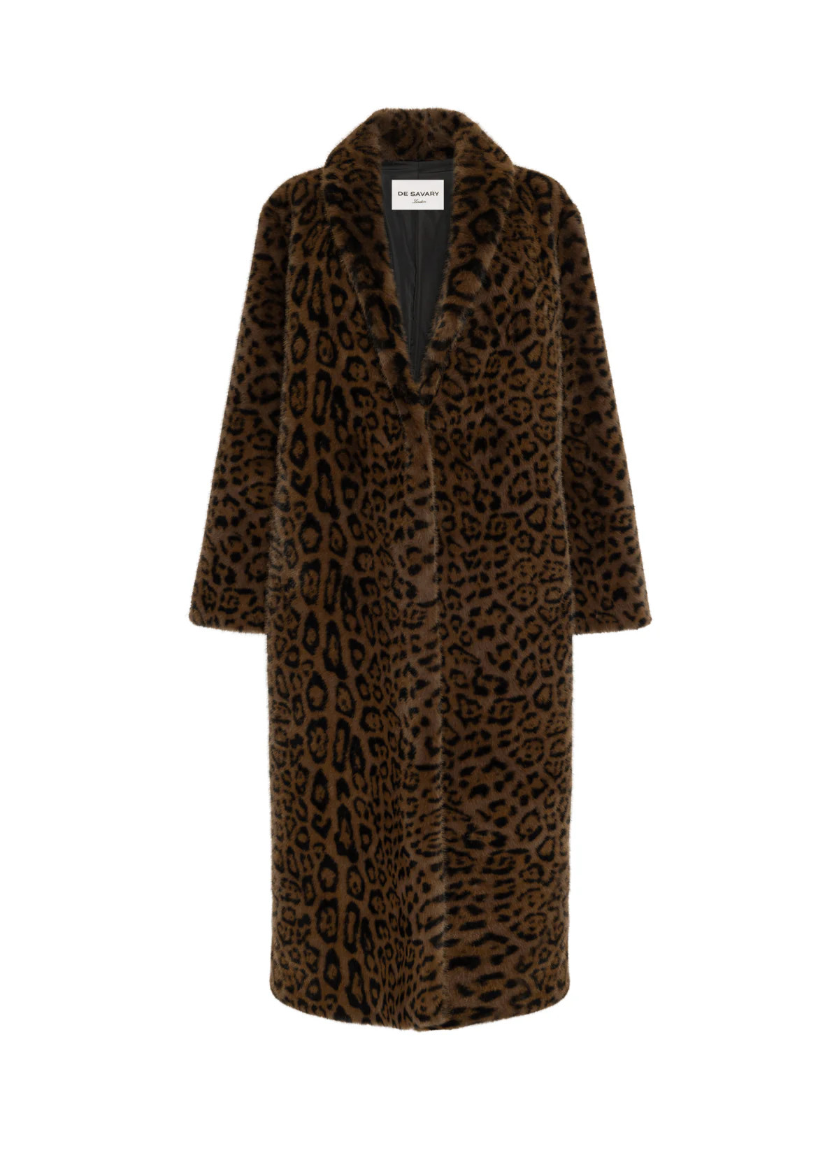 Leopard Maxi Faux Fur Coat | DE SAVARY LONDON