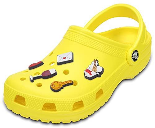 Crocs Classic Clog | Comfortable Slip On Water Shoes, Lemon, 10 Women/8 Men Shoe Charm 5-Pack | Personalize with Jibbitz, Night in, Small | Amazon (US)