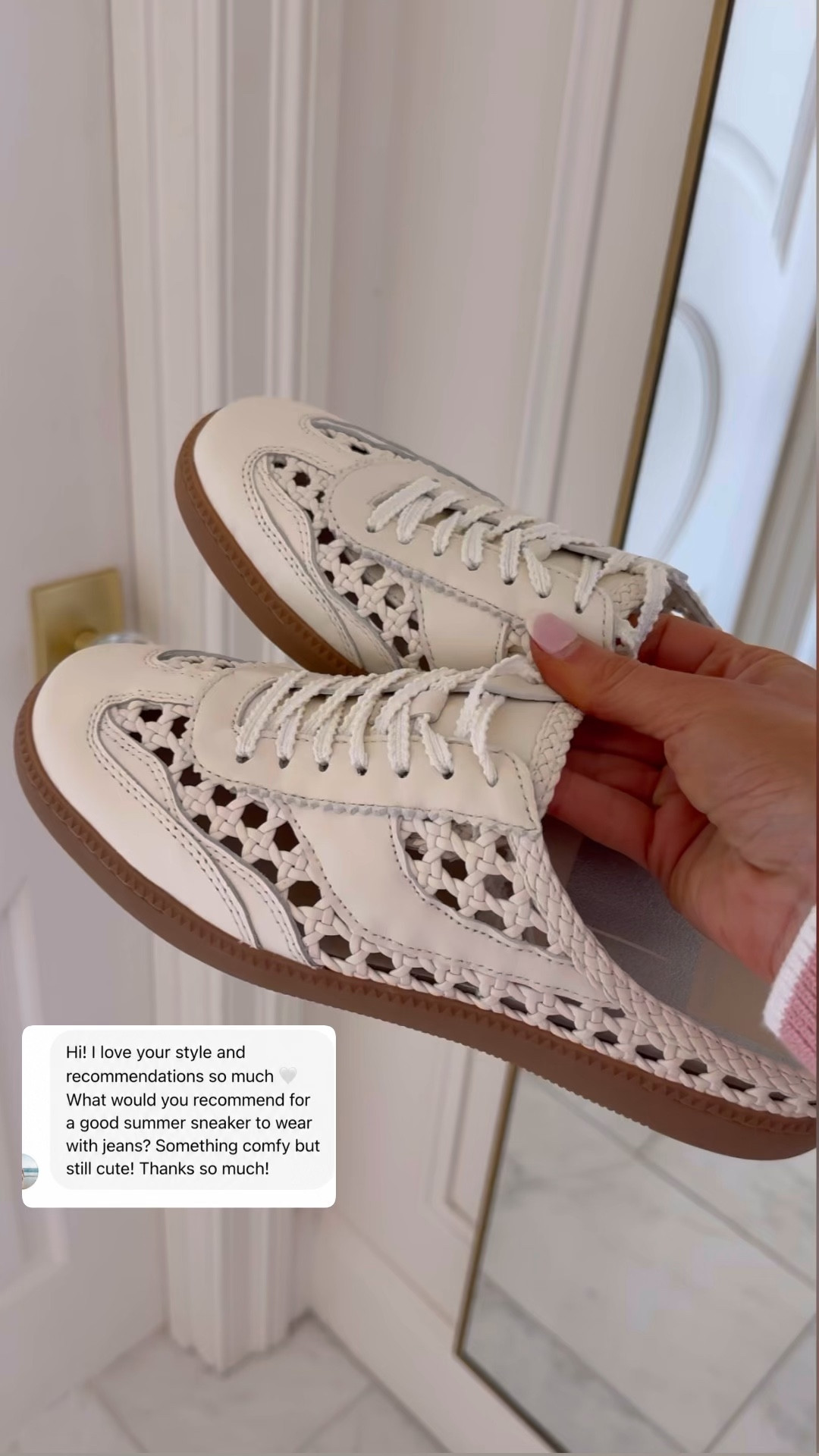 Cute sneaker for spring/summer easy on and off. Fit tts 