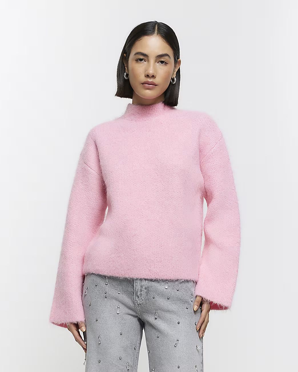 Pink high neck jumper | River Island (UK & IE)