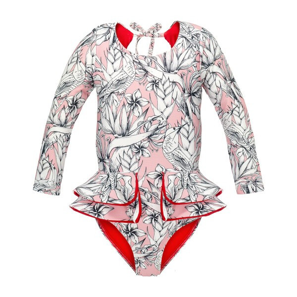 Pauli One Piece, White Bird Pink | Maisonette