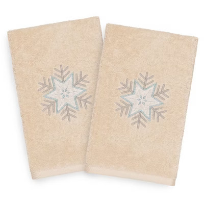 Linum Home Textiles Christmas Crystal - Embroidered Luxury 100% Turkish Cotton Hand Towels (Set of 2) | Target