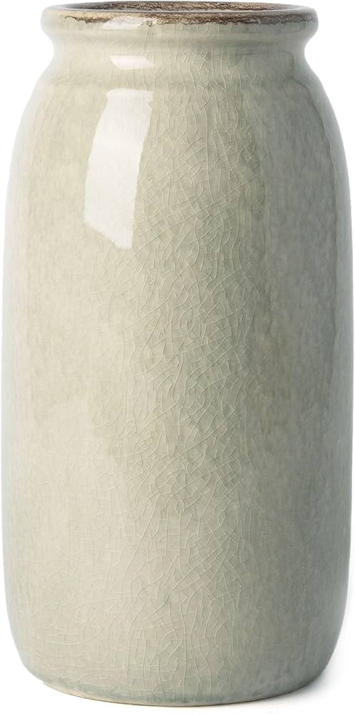 VICTOR & TERESA Rustic Green Vase for Home Decor, 9.8'' Ceramic Vases for Flowers, Farmhouse Deco... | Amazon (US)