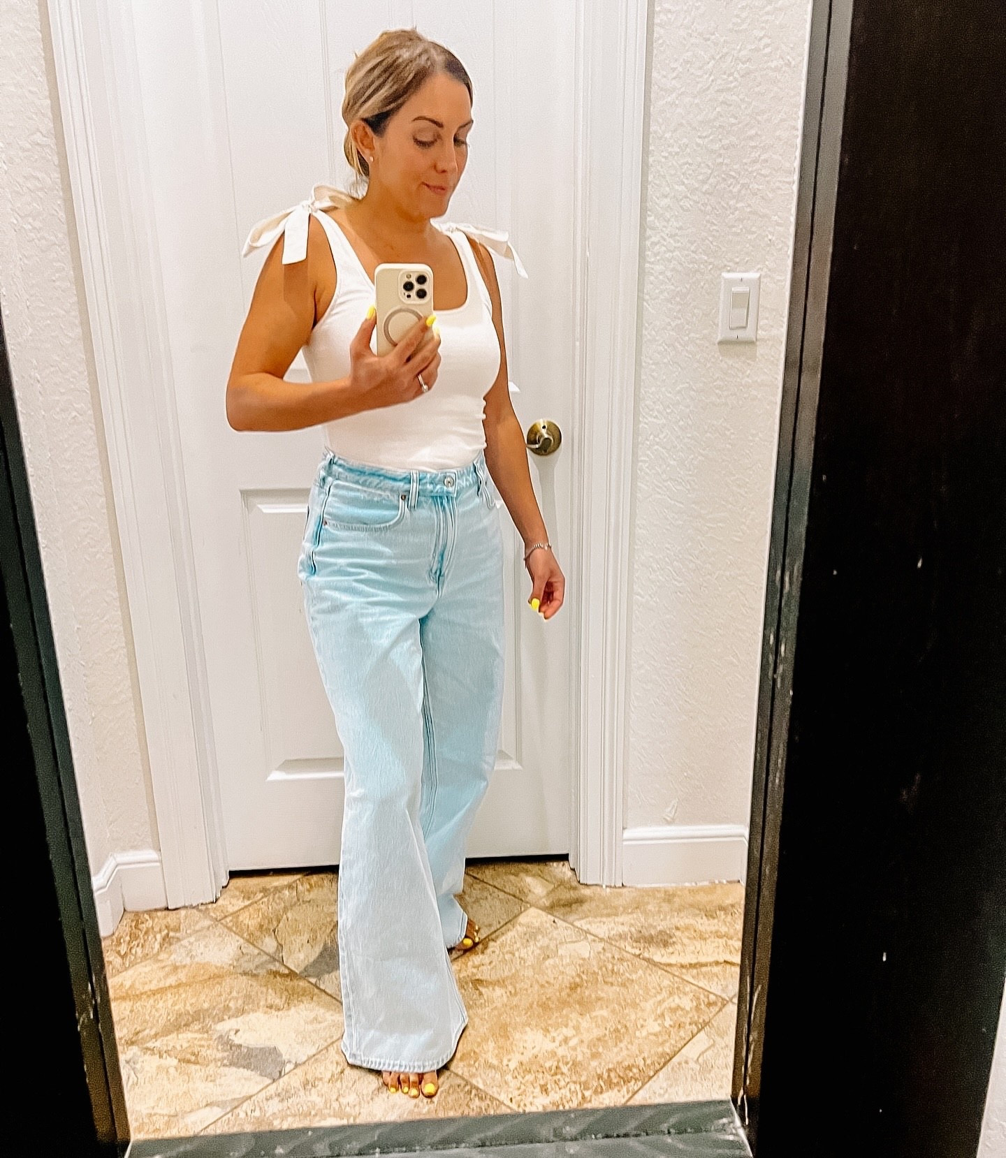 Comment SHOP below to receive a DM with the link to shop this post on my LTK ⬇ https://liketk.it/4LZ5q

Perfect summer ‘fit with Abercrombie High Rise Wide Leg jeans on deep sale, paired with the most adorable Target tank with shoulder bow ties! #abercrombie #target #ltksalealert #ltkfindsunder100 #ltkfindsunder50