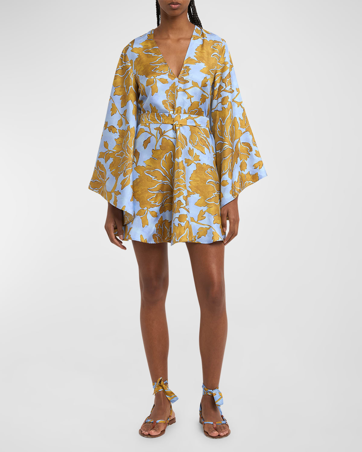 Magnifico Long-Sleeve Silk Mini Dress | Neiman Marcus
