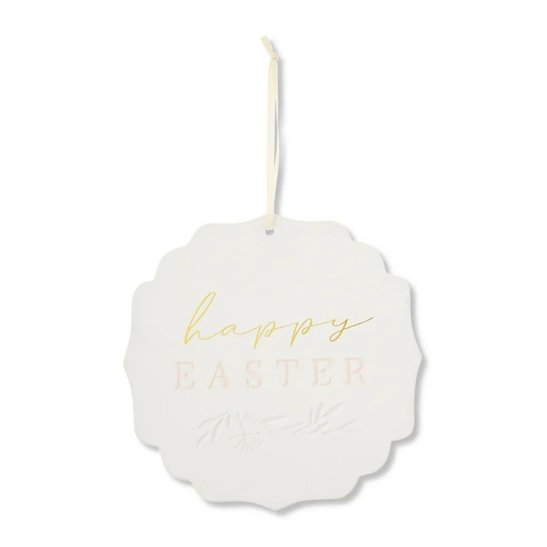White Happy Easter Wall Sign, 10 in, by My Texas House - Walmart.com | Walmart (US)