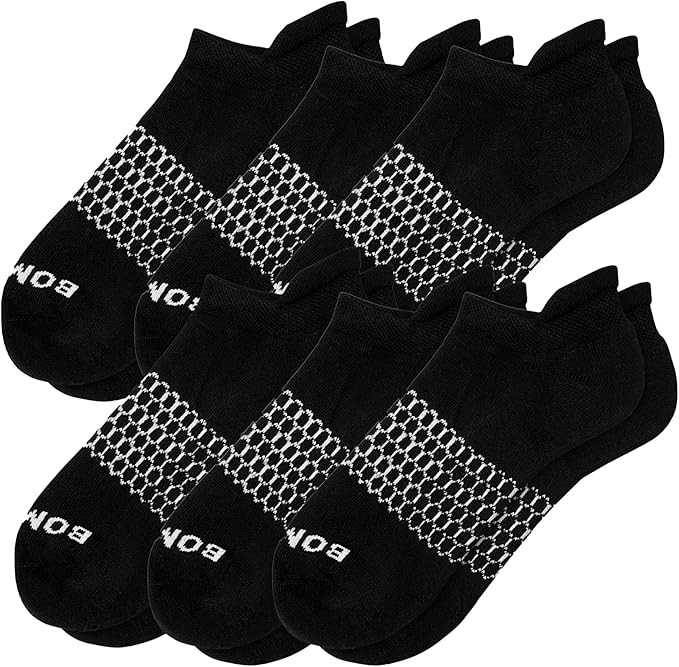 BOMBAS Men's Solids Ankle Large Socks, 6 Pairs Black Ankle Socks, Size 8-13 | Amazon (US)