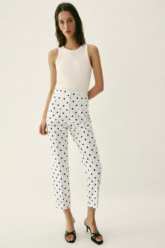 HIGH-WAISTED POLKA DOT PANTS | Zara Canada