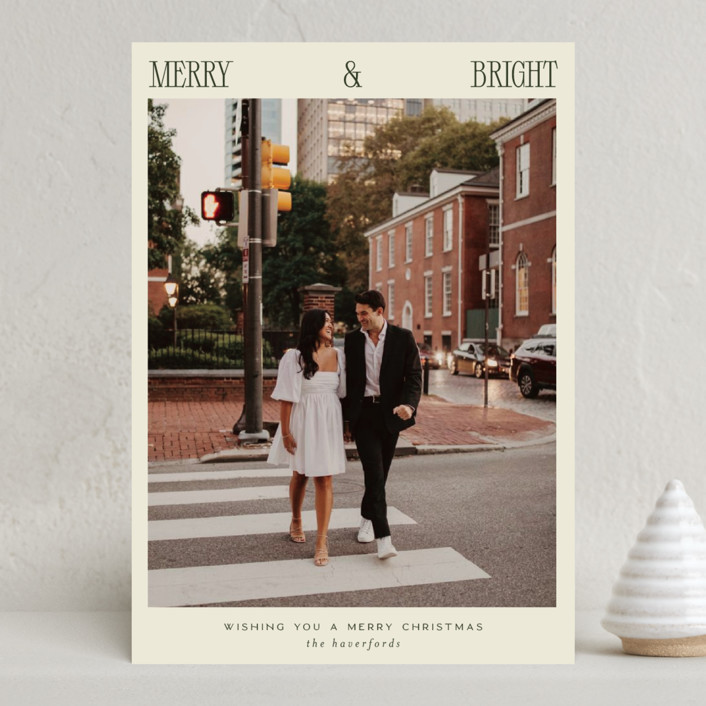 "serif snapshot" - Customizable Christmas Photo Cards in Beige by Ellen Schlegelmilch. | Minted