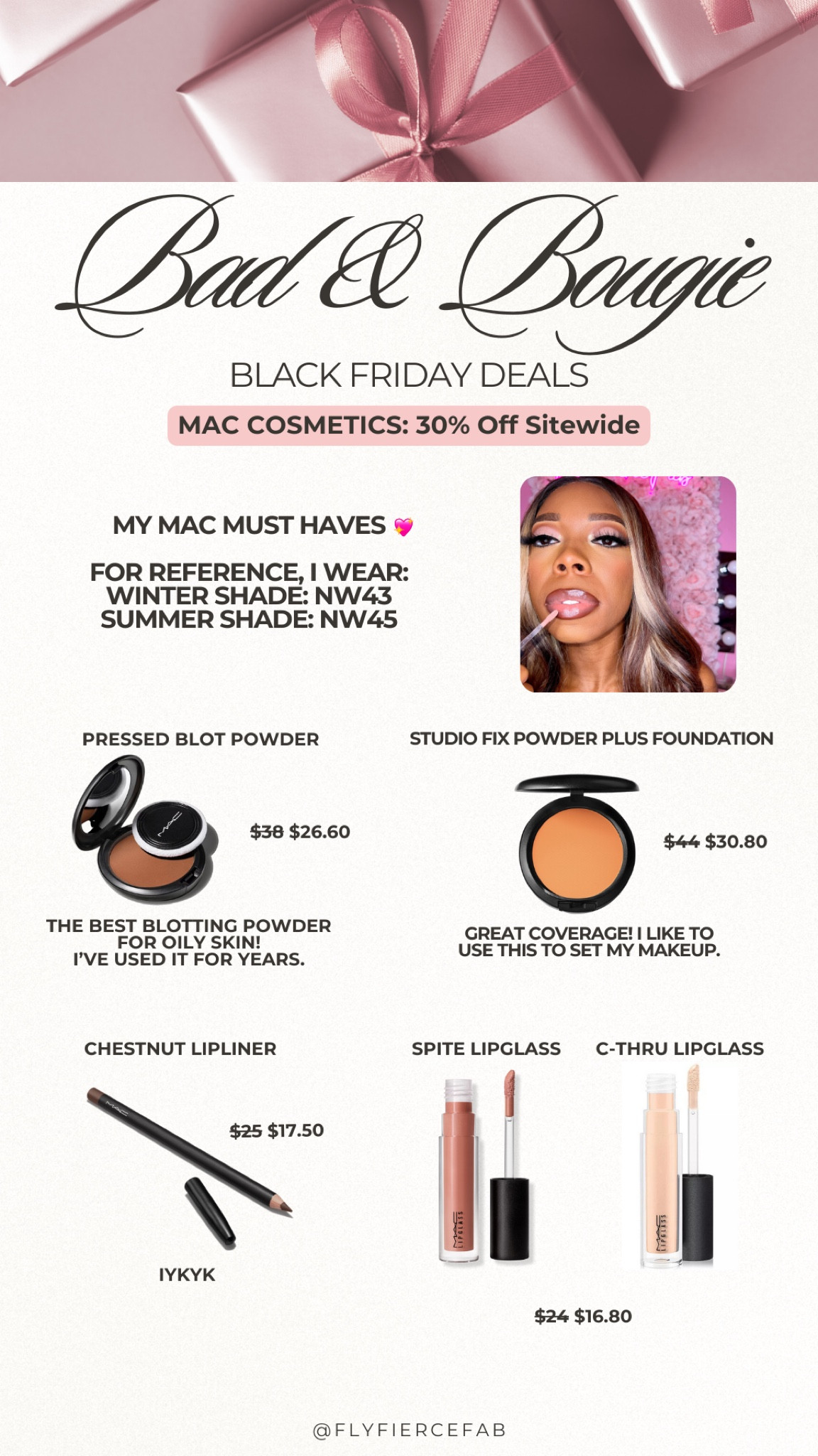 MAC Cosmetics is doing 30% off sitewide for black friday! 🛍️✨ Here are some of my must have MAC products that I use almost every-time I do my makeup.

💖 I love their pressed black powder, I use it in the shade deep dark. It’s great for controlling your oil throughout the day, and doing touchups. I’ve used this for YEARS.

💖 The studio fix plus powder foundation is great to set your make up, and add a bit more coverage.

💖 Chestnut lip liner is my go-to for almost all of my lip combos. It’s a great black girl friendly makeup staple.

💖 I love a good MAC lipglass. The shades I use most are C-Thru & Spite.

For reference my winter shade is NW43, and my summer shade is NW45.

💖 makeup for black women


#LTKGiftGuide #LTKBeauty #LTKCyberWeek