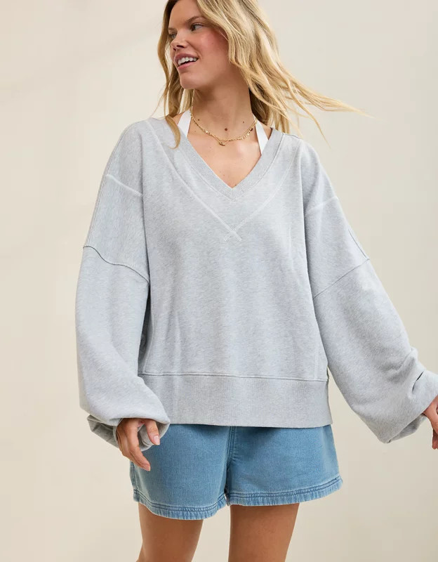 Aerie Go-To V Neck Sweatshirt | Aerie
