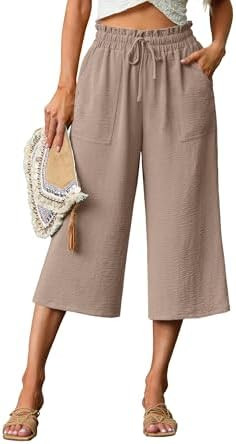 Lepunuo Women's Wide Leg Capri Pants High Waisted Palazzo Pants Adjustable Casual Tie Knot Pants ... | Amazon (US)
