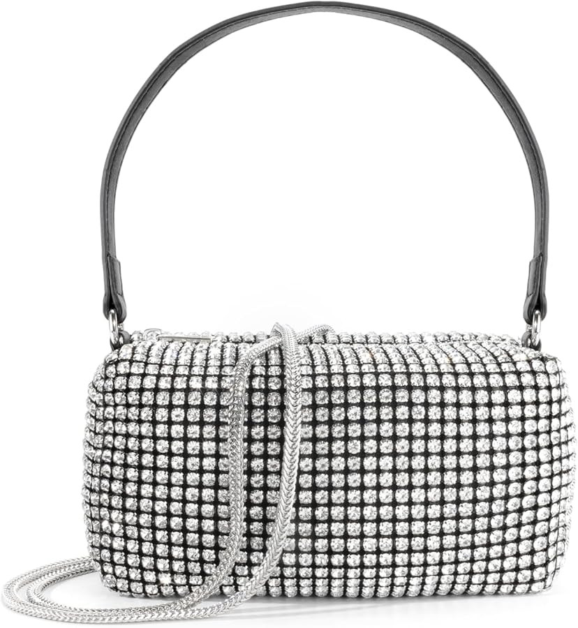 Bling Shiny Crossbody Bag Silver Rhinestone Purse Evening Handbag Wedding Prom Party Sparkling Cl... | Amazon (US)