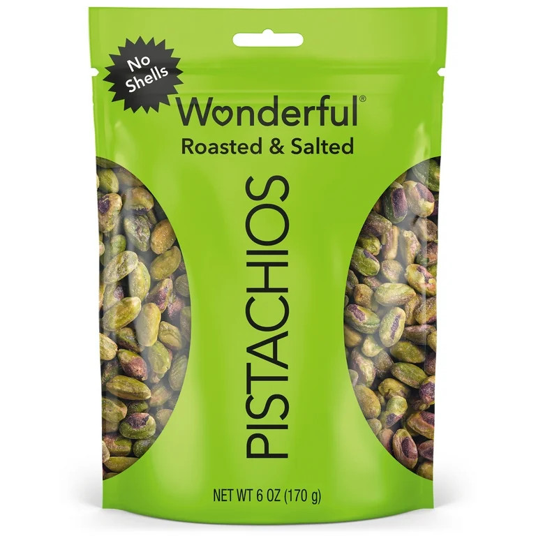 Wonderful Pistachios No Shells Roasted & Salted Nuts, 6 Ounce Bag | Walmart (US)