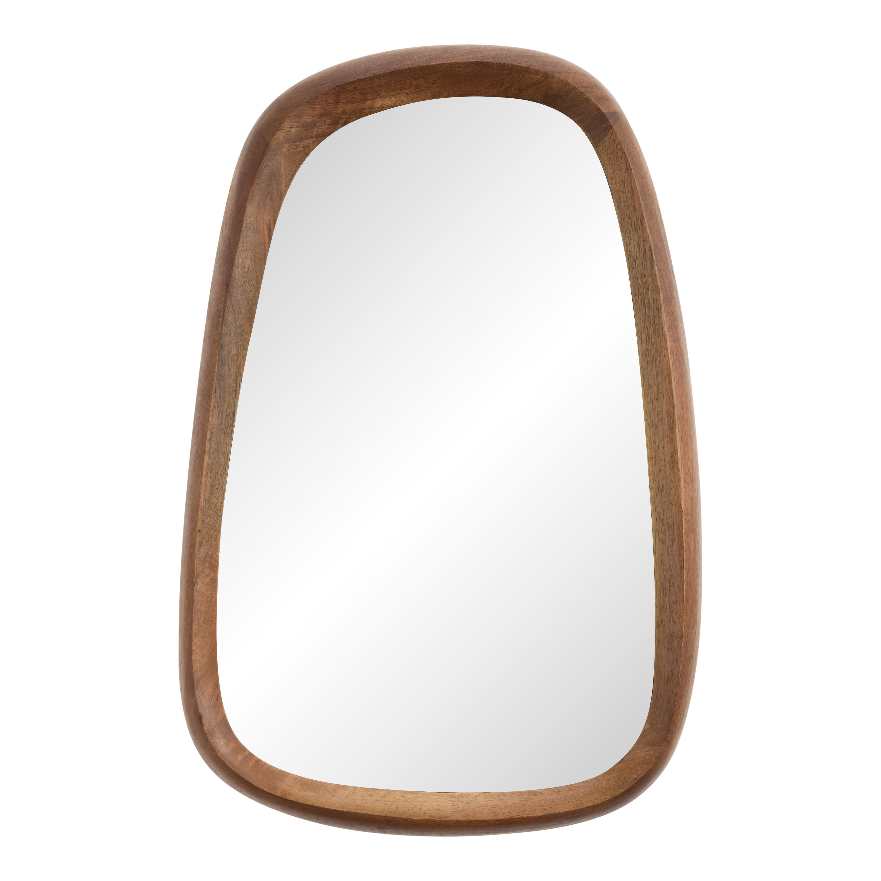 Small Walnut Brown Wood Organic Pebble Wall Mirror | World Market