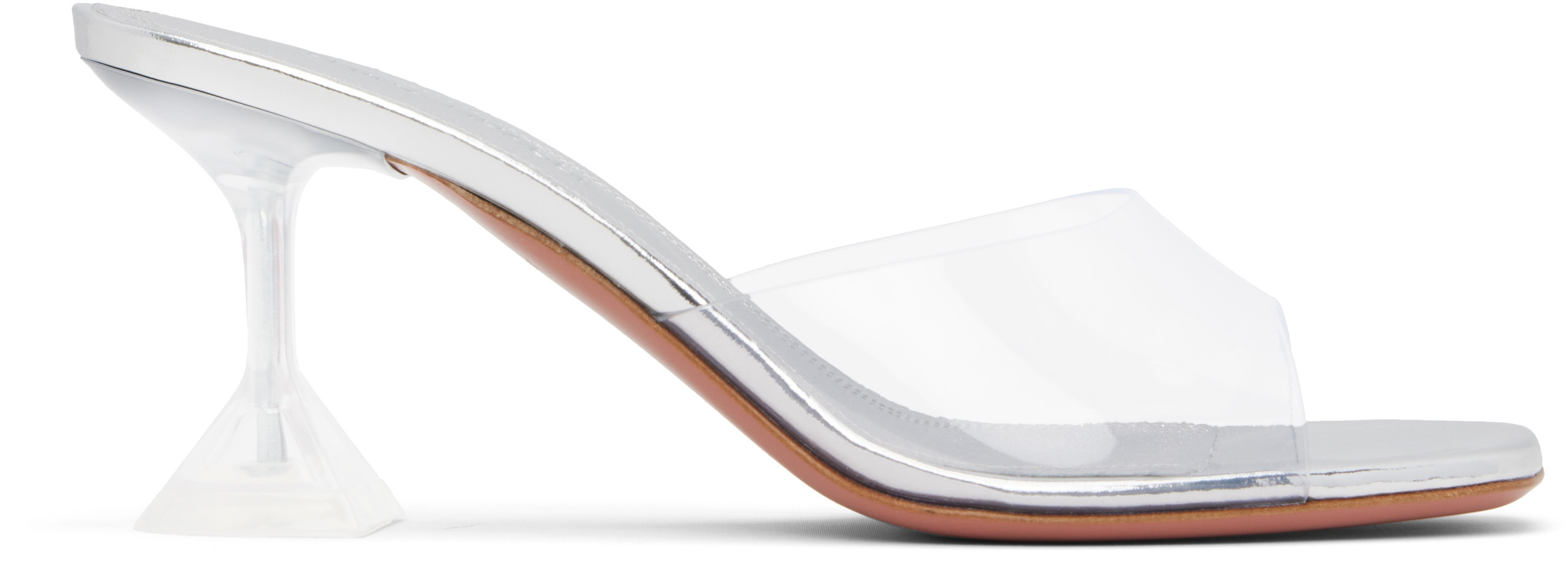 Amina Muaddi Transparent Lupita Glass Slipper 70 Heeled Sandals | SSENSE