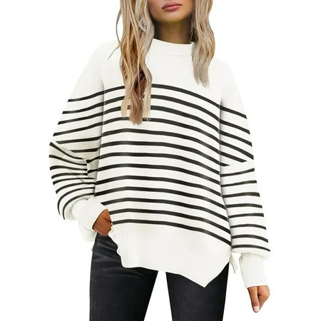 SUNBS Oversized Sweaters for Women Winter Crewneck Pullover - Cozy Knit Long Sleeve Top Casual Loose Fit Clothes | Walmart (US)