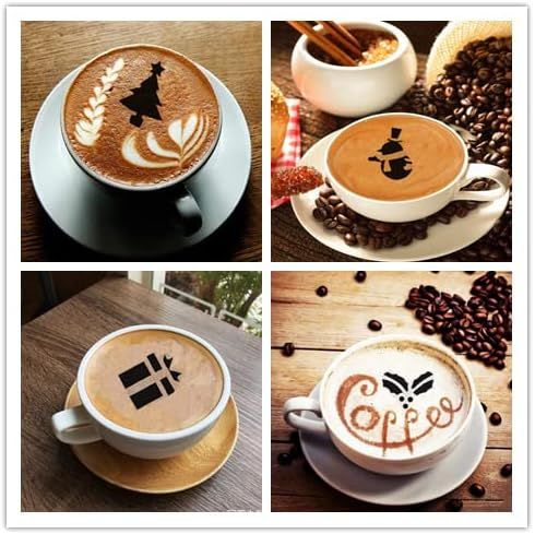 36 Coffee Decorating Stencils + 2 Stainless Steel Mesh Powder Shaker, Magnoloran Foam Latte Art S... | Amazon (US)