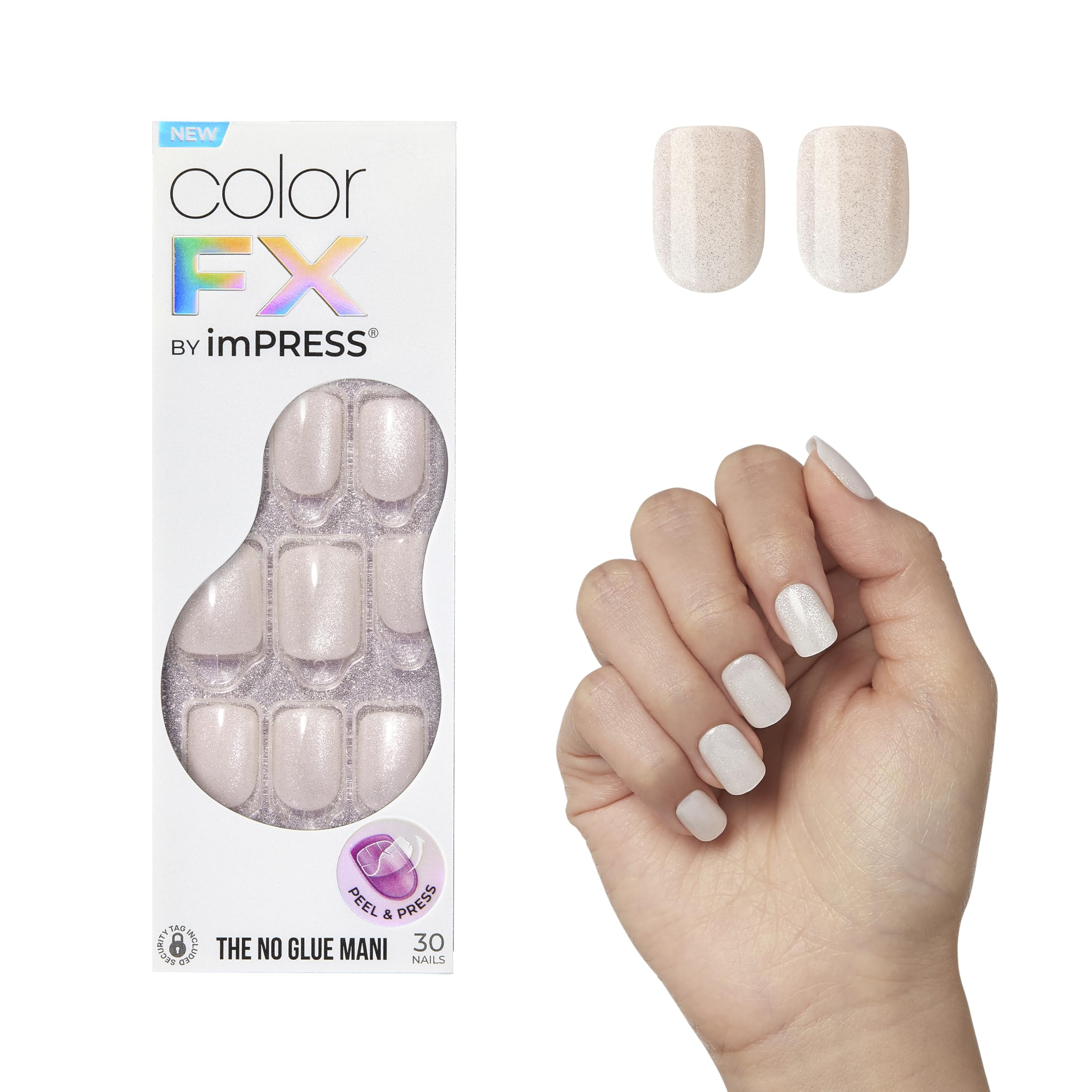 KISS colorFX by imPRESS Press On Nails, 'Rebel', Solid White, Short Squoval, IMPROVED adhesive, U... | Amazon (US)